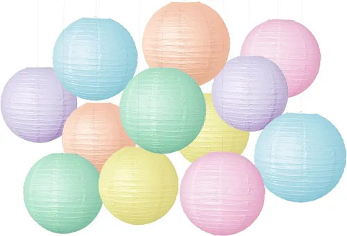 Miniatura 11 de Faroles de papel de pesca Bobber redondos, 12 linternas de papel colgantes rojas y blancas para pescadores, suministros de decoración de fiestas