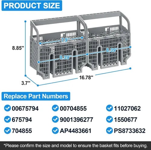 Miniatura 4 de YEECHUN ACTUALIZADO 00675794 675794 Cesta de cubiertos para lavavajillas de repuesto 00704855 9001396277-Juego de 2, compatible con piezas