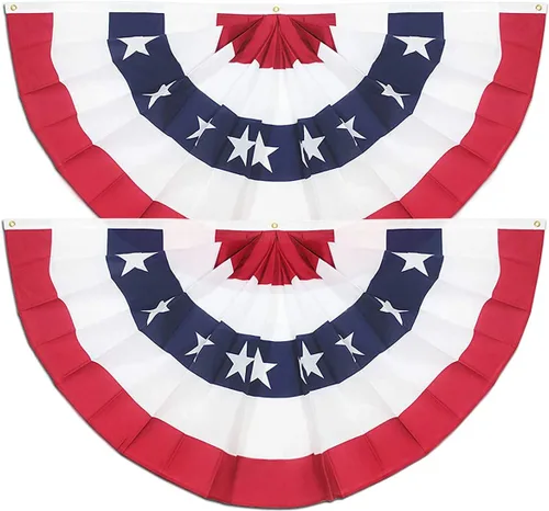 Miniatura 8 de Paquete de 6 banderas plisadas de Estados Unidos, bandera estadounidense de 1.5 x 3 pies, bandera patriótica de Estados Unidos con cabecera de lona