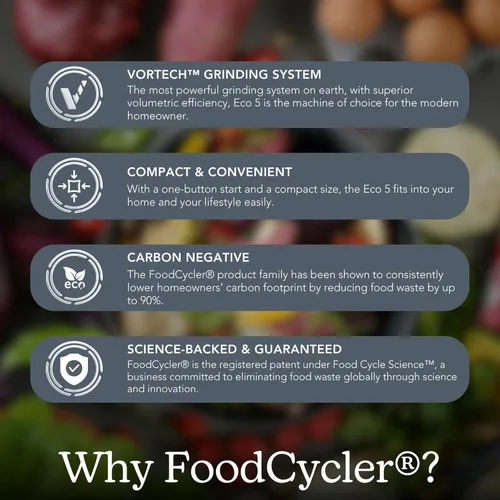 Miniatura 7 de Food Cycler Eco 5 reciclador de alimentos de cocina galardonado Alternativa a contenedor de compostaje interior Triturador eléctrico de Blanco