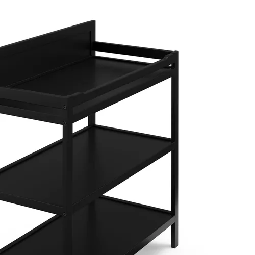Miniatura 4 de Storkcraft Cambiador Alpine (negro) – Cambiador de guardería con certificado GREENGUARD Gold, incluye cambiador resistente al agua, 2 estantes