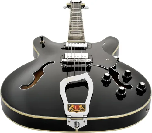 Miniatura 6 de Hagstrom Guitarra eléctrica semihueca Viking - Negro brillante