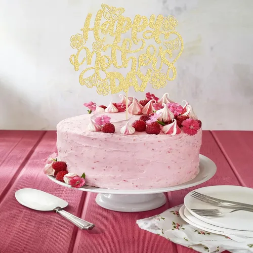 Miniatura 8 de Gyufise 1 paquete de decoración para pastel del día de la madre, la mejor mamá del mundo, con flores de mariposa, decoración de pastel de cumpleaños