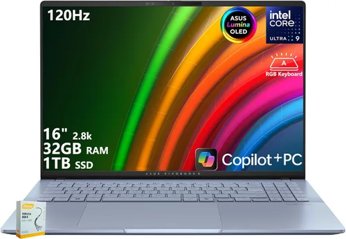 Miniatura 12 de ASUS Vivobook S16 Copilot+ AI PC Laptop 16 pulgadas 2.8k OLED 120Hz Intel Core Ultra 9 285H 32GB RAM 1TB SSD Retroiluminación RGB