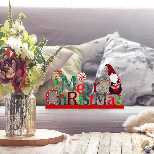 Miniatura 2 de Blulu 3 piezas de decoración de Navidad para centros de mesa de interior para mesas, letreros de madera de granja, centros de mesa de Navidad