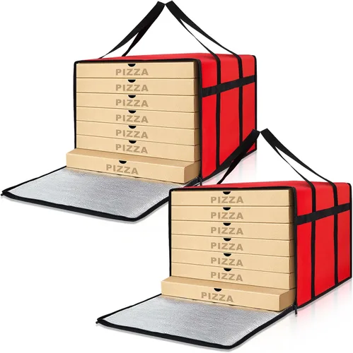Maxcheck 2 bolsas aisladas de entrega de pizza de 20 x 20 x 14 pulgadas, bolsas calentadoras de pizza reutilizables, aisladas, cajas enfriadoras,
