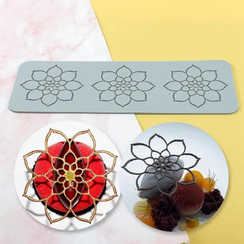 Miniatura 2 de TUKE Moldes de encaje para decoración de pasteles, moldes de silicona de hojas 3D para hornear moldes de gomitas, moldes de fondant de arcilla