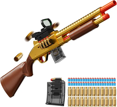 Miniatura 8 de Modelos de pistola de juguete de espuma (33 pulgadas), diseño de carcasa de salto [con 10 carcasas y 40 dardos suaves] Perfecto para juegos en Verde