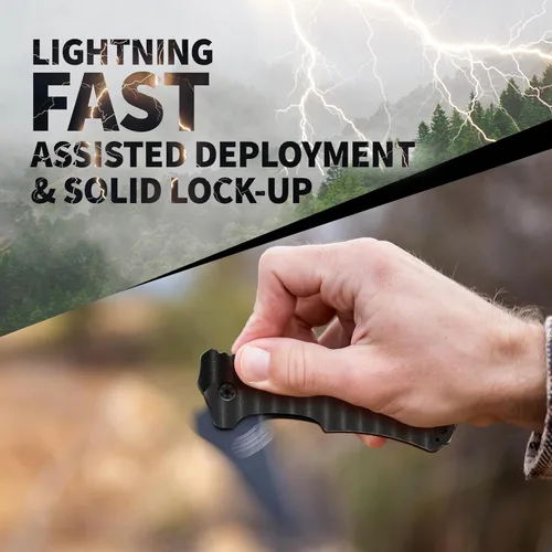 Miniatura 3 de Off-Grid Knives - Apagón de fuego rápido - Cuchillo plegable grande para acampar y EDC, acero de hoja criogénico D2, revestimiento de nitruro
