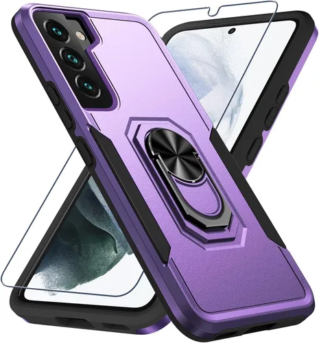 Miniatura 13 de Funda compatible con Samsung Galaxy S22 con protector de pantalla [no para S22+], resistente a prueba de golpes, funda de teléfono de cuerpo Verde