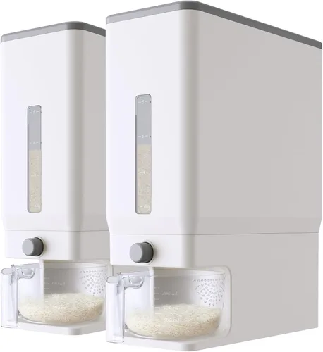 Miniatura 12 de Dispensador de arroz Lifewit 25 libras (11.3 kg), contenedor de almacenamiento de arroz sellado a prueba de humedad con taza de medición