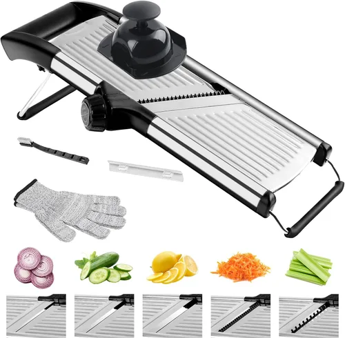 Cortadora de mandolina comercial, cortador de verduras de acero inoxidable, cortador de mandolina antideslizante para cocina, keto, patata, pepino,