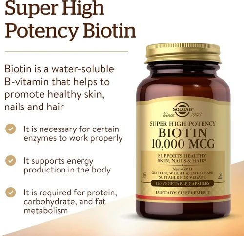 Miniatura 3 de Solgar Biotina 10000 MCG Cápsulas Vegetable, 033984523920, 1, 1
