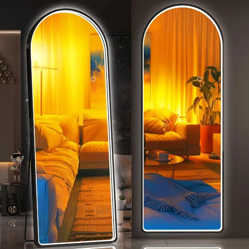Miniatura 16 de Hasipu Espejo de Cuerpo Completo de 55" X 18" con Luces, Espejo LED de Cuerpo Completo con Marco Blanco en Arco y 3 Temperaturas de Color y Brillo