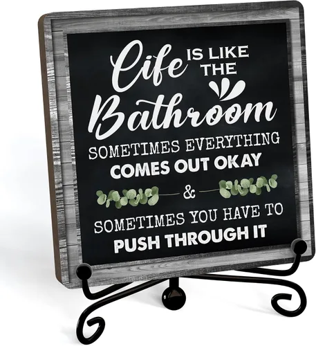 Miniatura 9 de Divertidas decoraciones de baño, decoración de estante de baño y accesorios, letreros de la vida es como el baño, bonito letrero de baño
