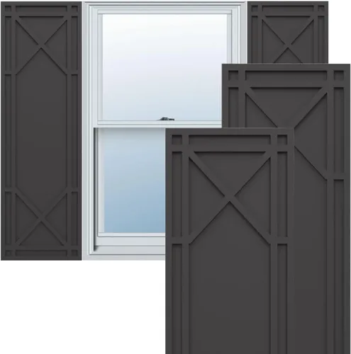 Ekena Millwork TFP001BG12X065SM - Contraventanas fijas True Fit PVC Bungalow (por par, herrajes no incluidos), 12 pulgadas de ancho x 65 pulgadas de