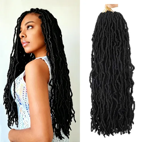 Miniatura 39 de 6 Paquetes Soft Locs Cabello de Ganchillo Pre Looped Faux Locs Trenzas de Ganchillo Goddess Locs Dreadlocs Cabello Sintético Para Mujeres Negras 1b