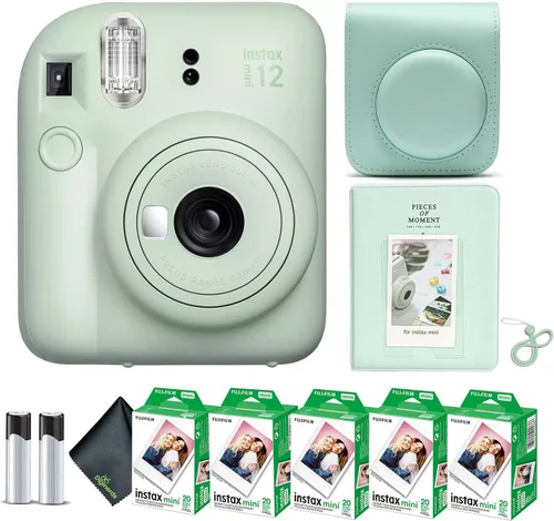 Miniatura 20 de Cámara instantánea Fujifilm Instax Mini 12 en color rosa floreciente, paquete de película Fuji Instax Mini (20 hojas) + estuche de transporte