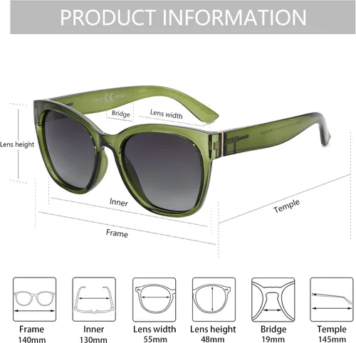 Miniatura 4 de ZENOTTIC Cateye - Gafas de sol polarizadas para mujer, gafas de sol de gran tamaño, protección UV400, estilo retro