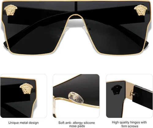 Miniatura 11 de Allarallvr Gafas de sol cuadradas de gran tamaño para mujeres hombres vintage de moda clásica gafas de sol de sol para mujer AR82087