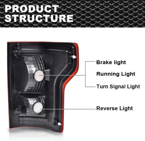 Miniatura 6 de CROSSDESIGN Conjunto de luz trasera sin bombillas lado izquierdo rojo compatible con Ford F150 SSV 2016 2017/Fit F150 (submodelo: Lariat, XL, XLT)
