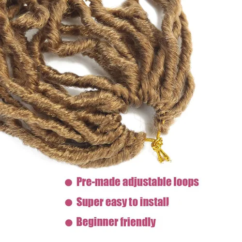 Miniatura 3 de Paquete de 7 rastas suaves de 24 pulgadas, color marrón claro, 27 rastas sintéticas preenrolladas, súper ligeras, trenzas de pelo sintético