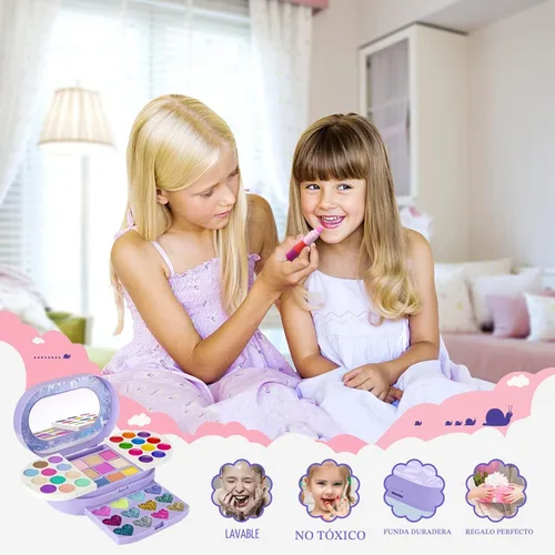 Miniatura 4 de Tomons Kit de maquillaje para niños para niña, juego de belleza de juguete cosmético lavable real, juguetes de cumpleaños, regalo para niñas de 3