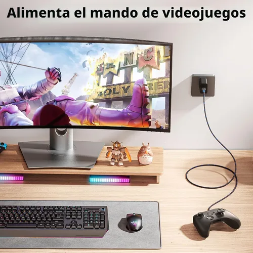 Miniatura 5 de Cable Matters Cable trenzado USB C a micro USB – 3.3 pies, [carga de 3A/15 W, datos de 480 Mbps] cable microUSB a USBC, cable Micro-B 2.0