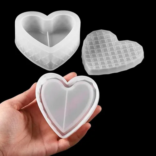 Miniatura 2 de Moldes de resina para caja de corazón, moldes de caja de silicona, moldes de caja de joyería con tapa, molde de caja de almacenamiento, moldes