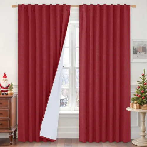 Miniatura 157 de LAMIT Cortinas de lino natural 100 % opacas para ventana, para dormitorio, 45 pulgadas, cortinas térmicas con textura de lino estilo granja