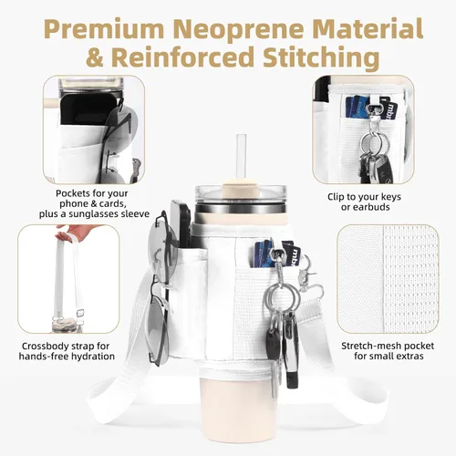 Miniatura 4 de All Day Quencher Carry All for Stanley 40/30 oz Tumbler, Crossbody Bag with Phone Holder & Strap, Water Bottle Carrier Bag