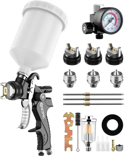 Miniatura 8 de Pistola pulverizadora de pintura HVLP, pulverizador de pintura a aire para pintura de casas, automóviles, pistolas de pintura automotrices