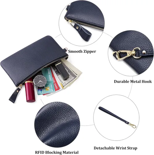 Miniatura 5 de GOIACII Cartera de cuero delgada con bloqueo RFID para mujer