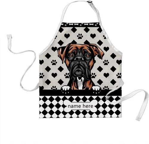 Miniatura 25 de Delantal lindo de lunares de perro personalizado Peeking Dog Boxer, Boxer-2