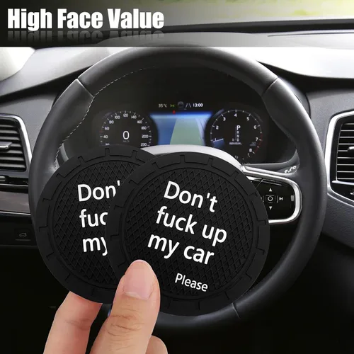 Miniatura 5 de 4 unidades de portavasos para automóvil, por favor no estropees mi auto, portavasos universal antideslizante decorativo divertido, accesorios
