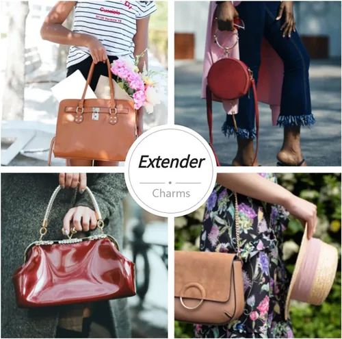 Miniatura 6 de Anbys 2 piezas de correa extensora para bolsa, cadena alargadora de bolsa, forma oblonga, de repuesto, para bolso cruzado, bolso de hombro