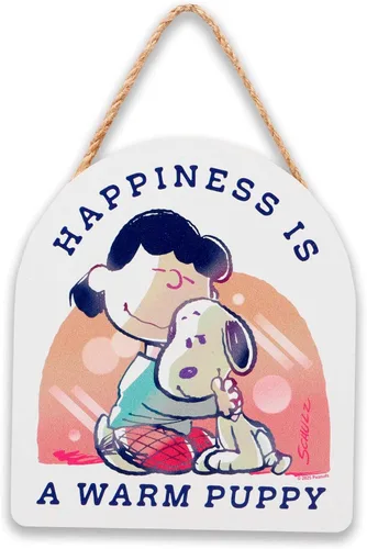 Miniatura 12 de Peanuts Snoopy Be Happy - Decoración redonda de madera para colgar en pared, divertido letrero de Snoopy para decoración del hogar, gran idea de Azul
