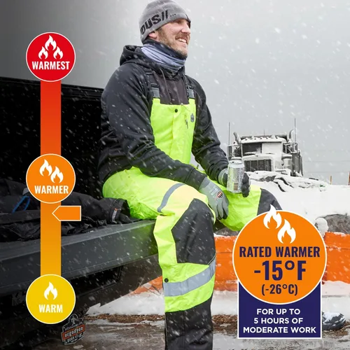 Miniatura 2 de Ergodyne GloWear 8928 - Overol térmico con aislamiento, alta visibilidad, resistente a la intemperie Lima