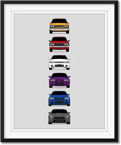 Miniatura 11 de Custom Car Posters Póster hecho a mano compatible con Nissan Skyline GT-R e impresión de Nissan Skyline GTR (KPGC10, KPGC110, R32, R33, R34, R35)