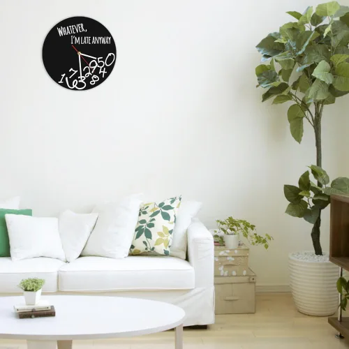 Miniatura 6 de The Geeky Days Whatever I'm Late Anyway - Reloj de pared negro moderno inglés con letra y hora, reloj personalizado con lo que sea icónico, reloj