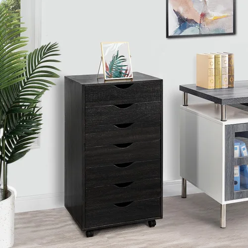 Miniatura 10 de Naomi Home Archivador de oficina con ruedas para debajo del escritorio, con 5 cajones y gabinete de almacenamiento lateral, organizador móvil