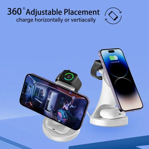 Miniatura 3 de Cargador inalámbrico, soporte de cargador inalámbrico magnético 3 en 1, base de carga inalámbrica rápida para iPhone 17/16/15/14/13/12, Apple Watch