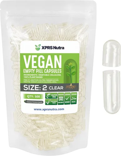 Miniatura 7 de XPRS Nutra Cápsulas vacías tamaño 2 – 100 cápsulas veganas vacías transparentes – Píldora vegetariana – Llenado de cápsulas vegetales de bricolaje