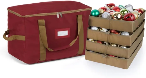 Miniatura 15 de Covermates Keepsakes Bolsa de almacenamiento ajustable para adornos, poliéster resistente, separadores acolchados y bandejas FlexGrid, organizador