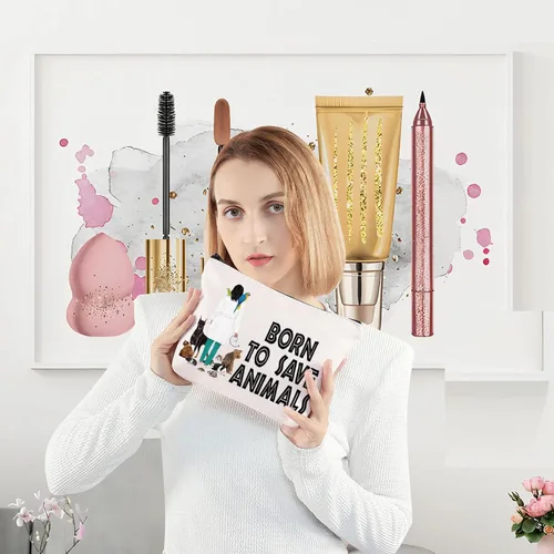 Miniatura 2 de LEVLO Veterinario Cosmético Maquillaje Bolsa de Técnico Veterinario Regalo Nacido Para Salvar Animales Maquillaje Cremallera Bolsa Bolsa Para