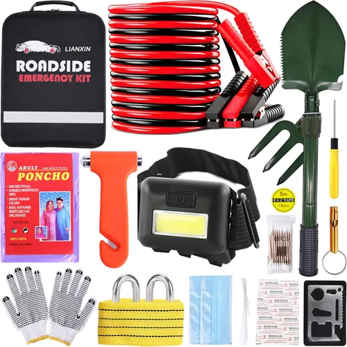 Miniatura 13 de LIANXIN Kit de Emergencia para Automóvil en Carretera - Kit de Seguridad para Automóvil Kit de Emergencia para Automóvil con Cables Puente Kit