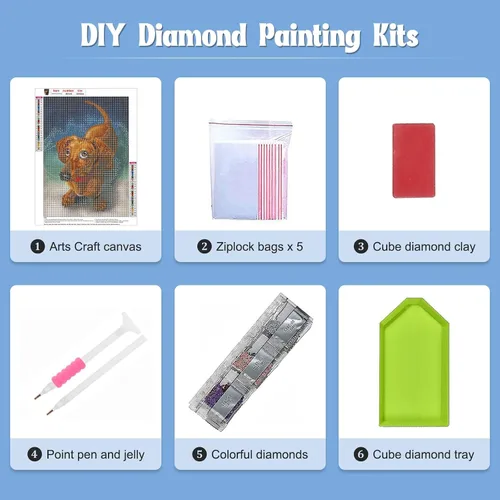 Miniatura 6 de RICUVED Kits de Arte de Diamantes de Perros para Adultos, Kits de Arte de Diamantes con Puntos de Diamantes, Taladro Completo, Arte de Gemas