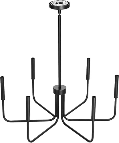 Miniatura 12 de VEVOR Candelabro de 6 Luces, Candelabro de Metal Estilo Granja, Altura Ajustable, Lámpara Colgante de Comedor para Techos, Candelabro Moderno