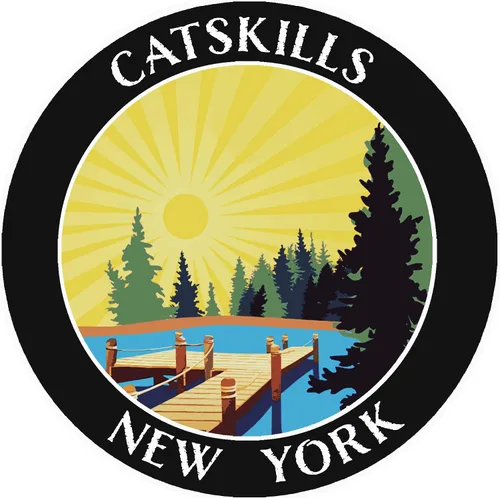 Lake Dock - Catskills - Nueva York 3.5" DIY Adhesivo de vinilo adhesivo de aventura vacaciones tema novedad apliques