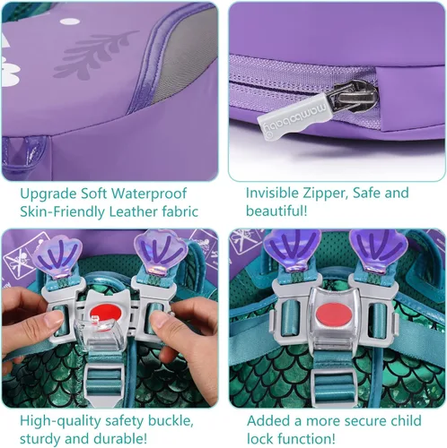 Miniatura 4 de Mambobaby - Flotador con cola y toldo para bebé, anillo de natación para cintura infantil, entrenador de natación y flotador no inflable con correa
